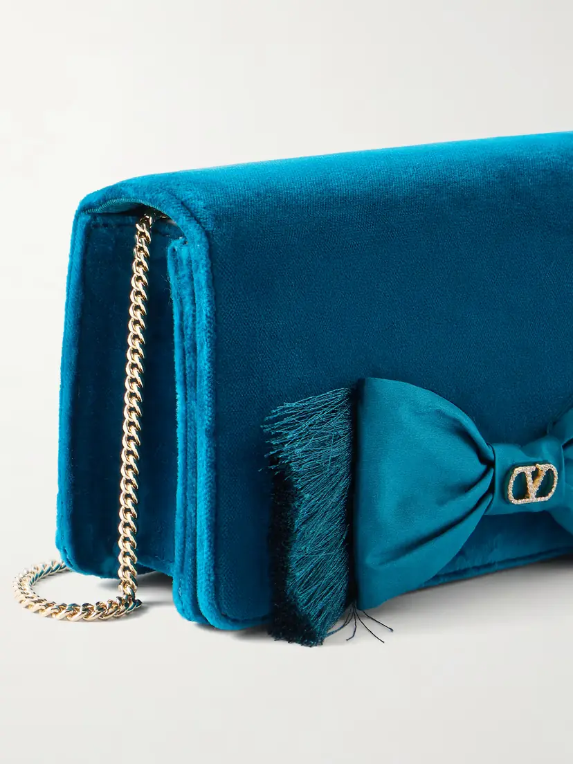 Valentino Garavani Vlogo Signature Mini Bow-detailed Velvet Shoulder Bag | Thumbnail 5 Valentino Garavani Vlogo Signature Mini Bow-detailed Velvet Shoulder Bag | Thumbnail 5