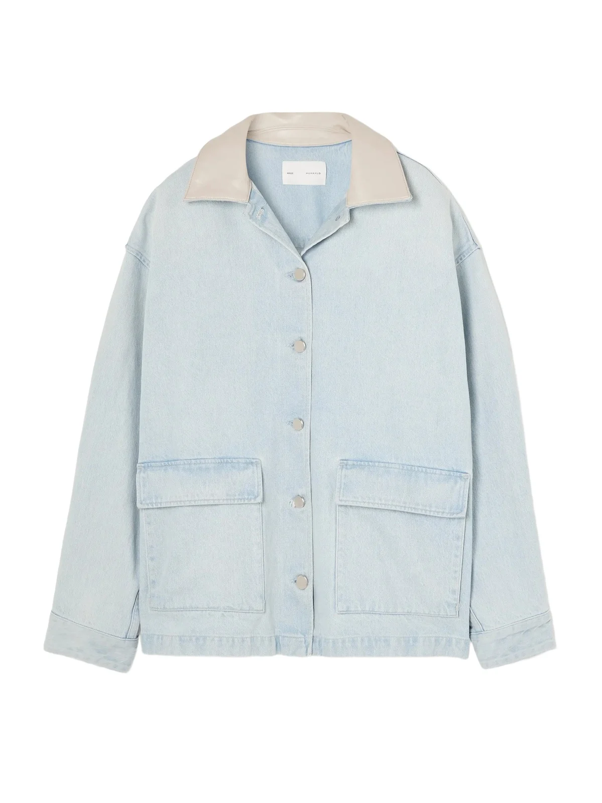 + Maria Mcmanus Oversized Leather-trimmed Denim Jacket + Maria Mcmanus Oversized Leather-trimmed Denim Jacket