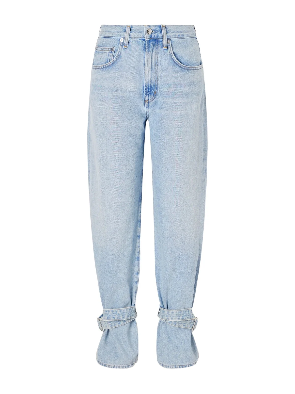 Cinched Hem Loose Taper Belted Mid-rise Jeans Cinched Hem Loose Taper Belted Mid-rise Jeans