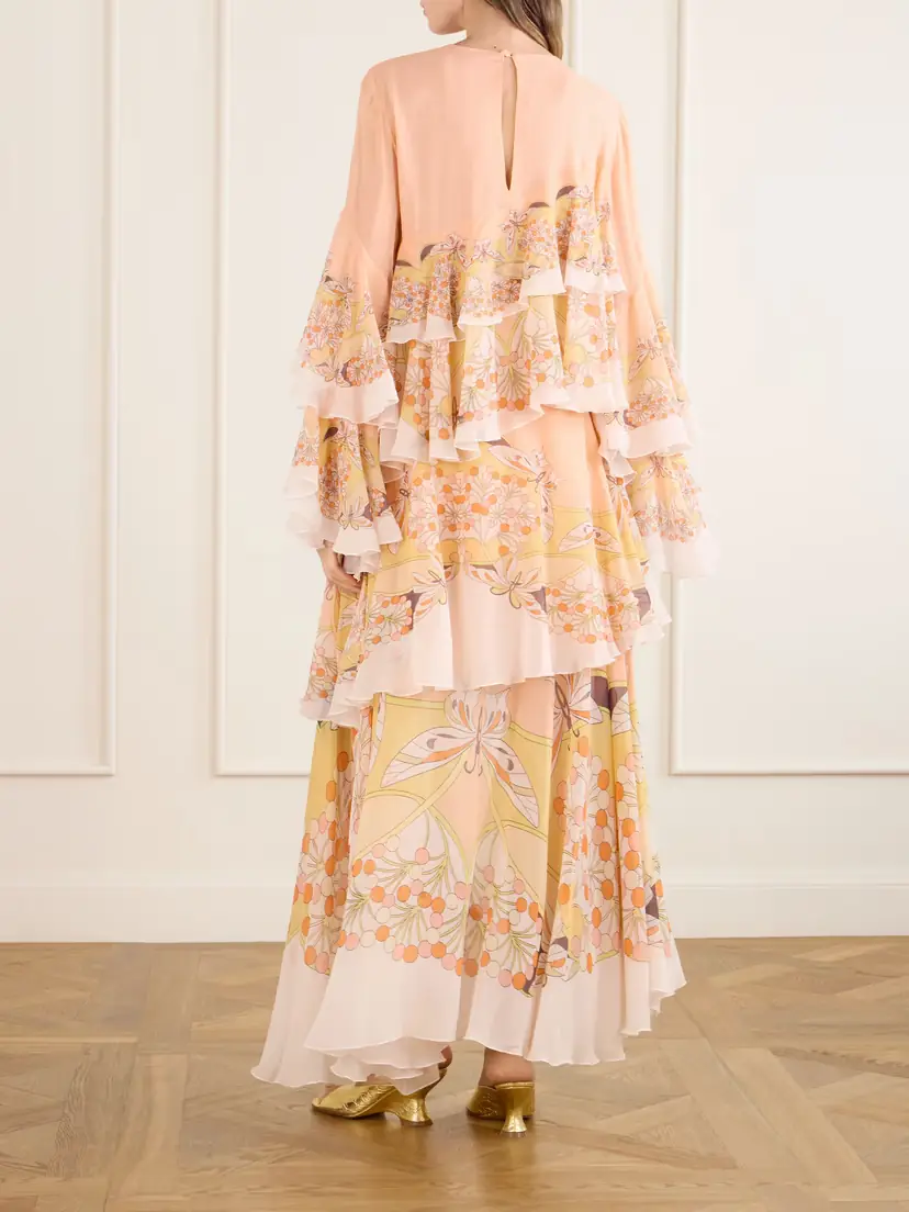 La DoubleJ Naiad Asymmetric Tiered Floral-print Silk-chiffon Maxi Dress | Thumbnail 3 La DoubleJ Naiad Asymmetric Tiered Floral-print Silk-chiffon Maxi Dress | Thumbnail 3