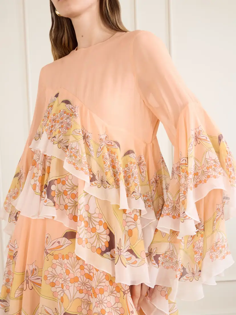 La DoubleJ Naiad Asymmetric Tiered Floral-print Silk-chiffon Maxi Dress | Thumbnail 4 La DoubleJ Naiad Asymmetric Tiered Floral-print Silk-chiffon Maxi Dress | Thumbnail 4
