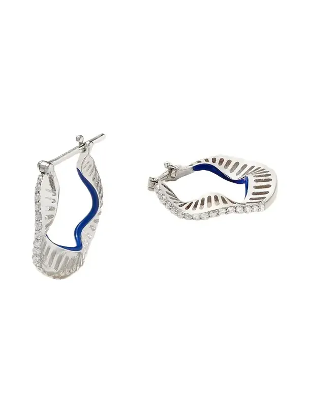 Wave 18-karat White Gold, Enamel And Diamond Earrings Wave 18-karat White Gold, Enamel And Diamond Earrings