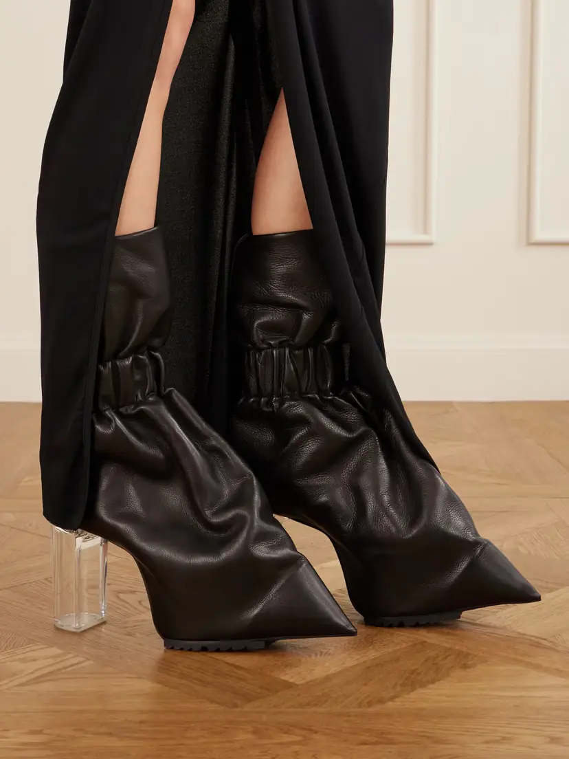 Rick Owens Taquito Gathered Leather Ankle Boots | Thumbnail 2
