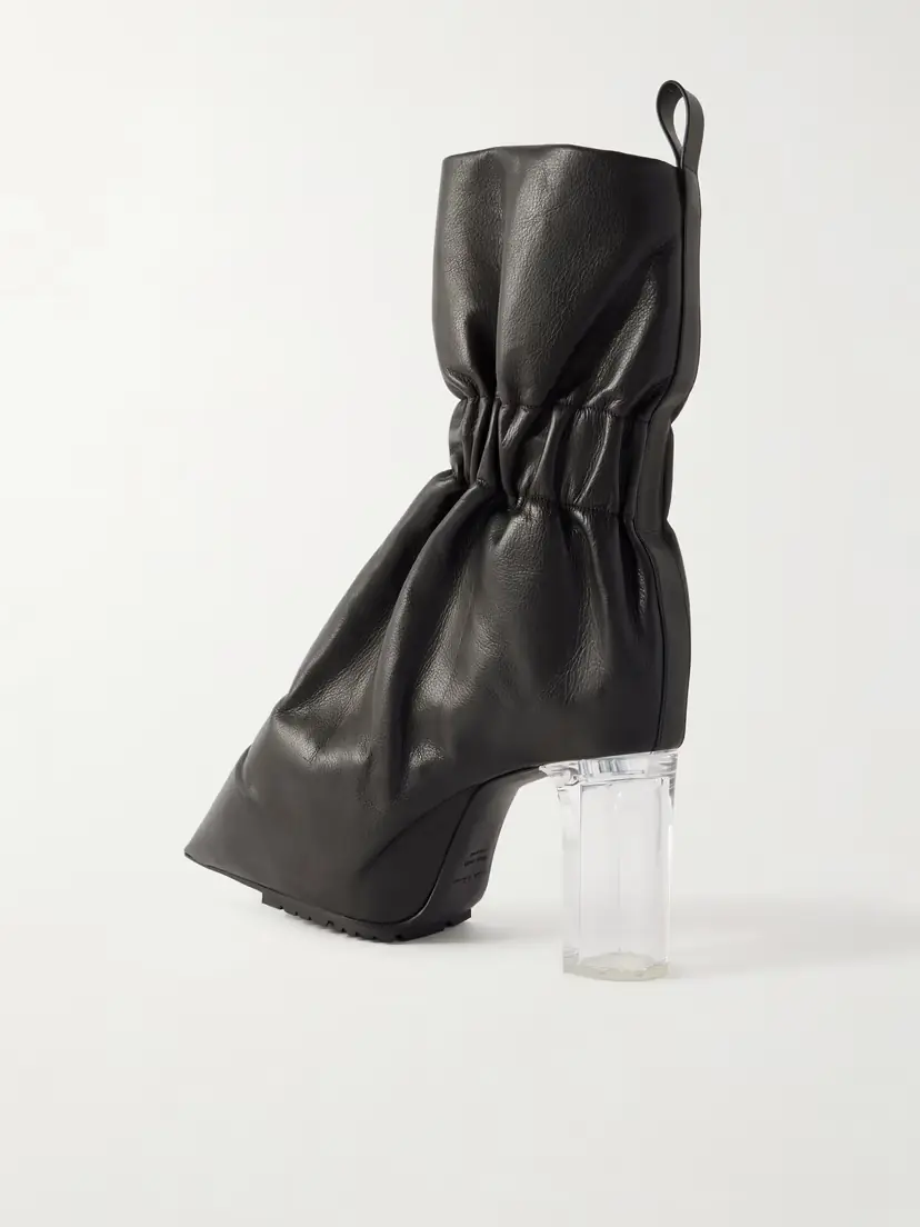 Rick Owens Taquito Gathered Leather Ankle Boots | Thumbnail 3
