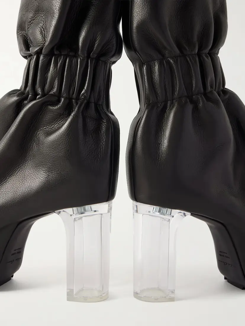 Rick Owens Taquito Gathered Leather Ankle Boots | Thumbnail 5