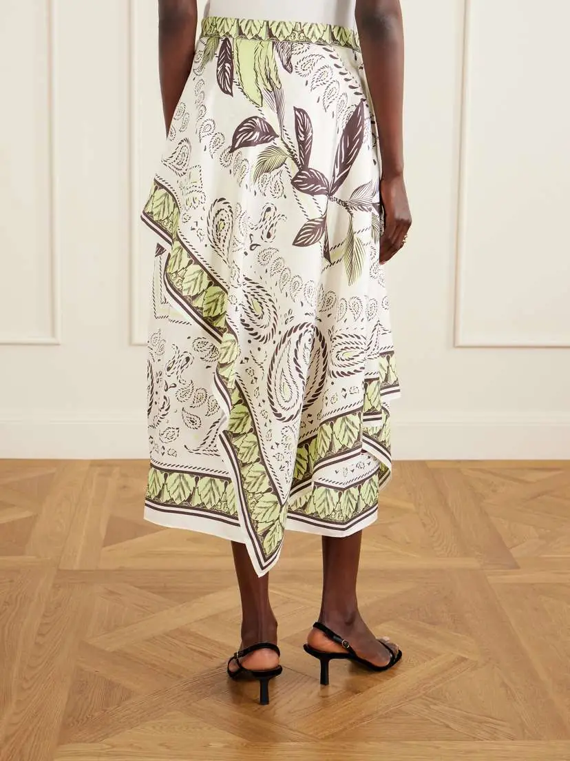 Tory Burch Printed Silk-twill Wrap Skirt | Thumbnail 3