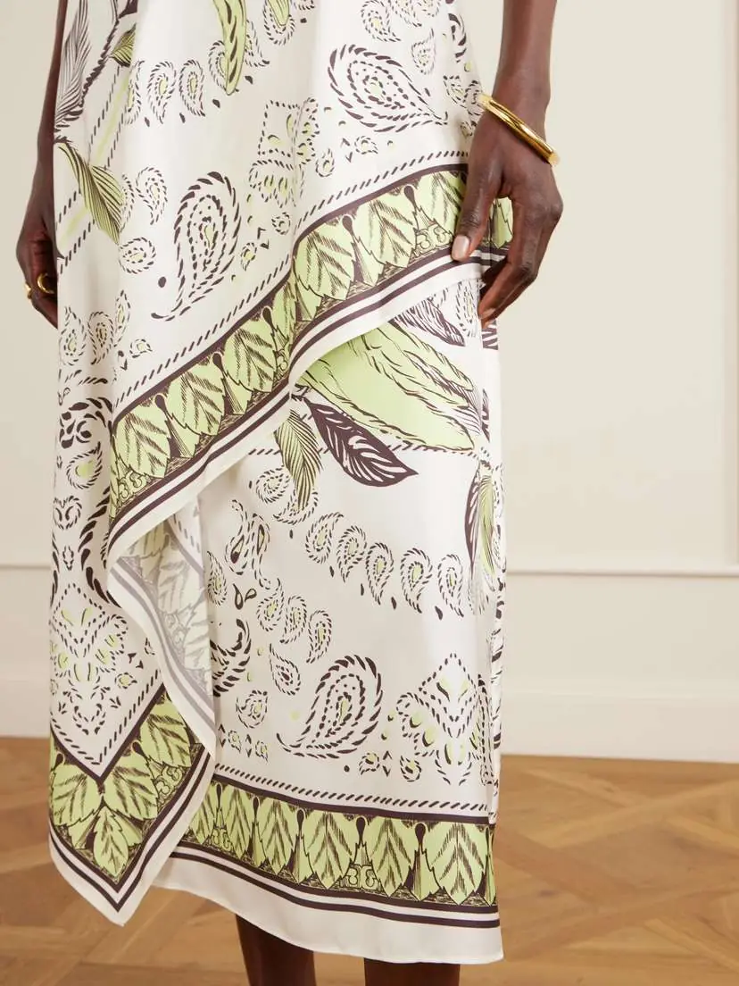 Tory Burch Printed Silk-twill Wrap Skirt | Thumbnail 4