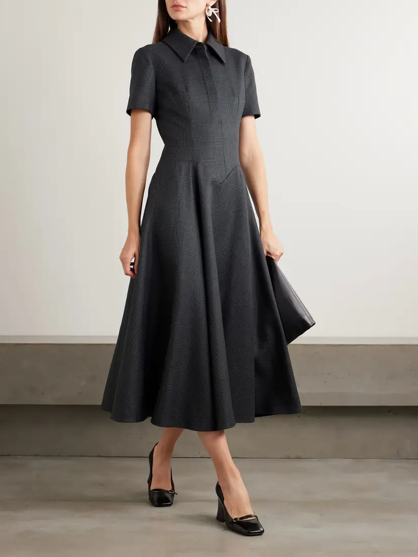 Emilia Wickstead Jody Paneled Prince Of Wales Checked Wool-blend Midi Shirt Dress | Thumbnail 2 Emilia Wickstead Jody Paneled Prince Of Wales Checked Wool-blend Midi Shirt Dress | Thumbnail 2