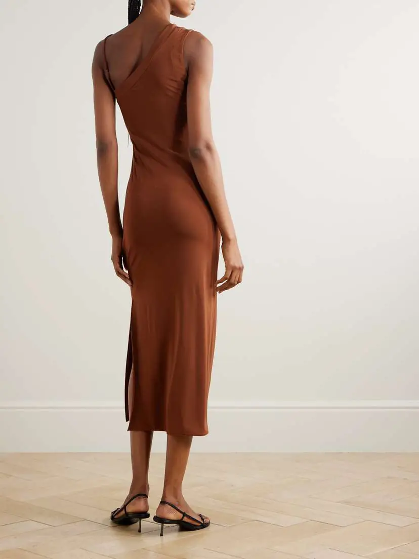 Max Mara Fiabe One-shoulder Ruched Stretch-jersey Maxi Dress | Thumbnail 3 Max Mara Fiabe One-shoulder Ruched Stretch-jersey Maxi Dress | Thumbnail 3