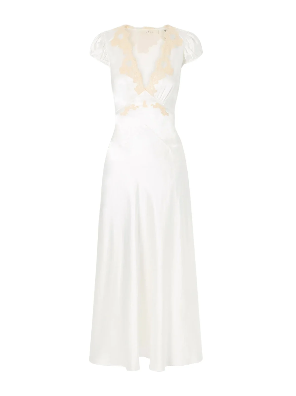 DÔEN Coraline Corded Lace-trimmed Silk-satin Midi Dress