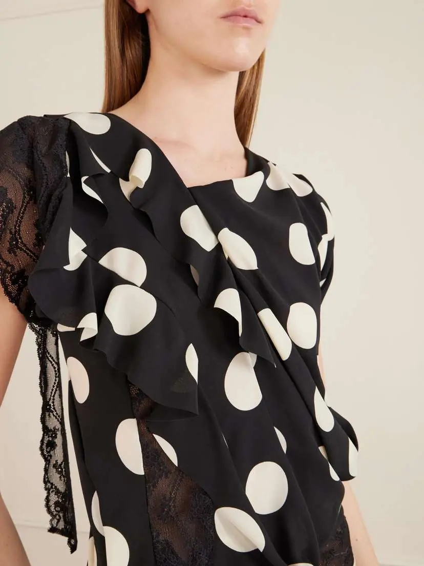 Junya Watanabe Lace-trimmed Polka-dot Georgette Midi Dress | Thumbnail 4 Junya Watanabe Lace-trimmed Polka-dot Georgette Midi Dress | Thumbnail 4