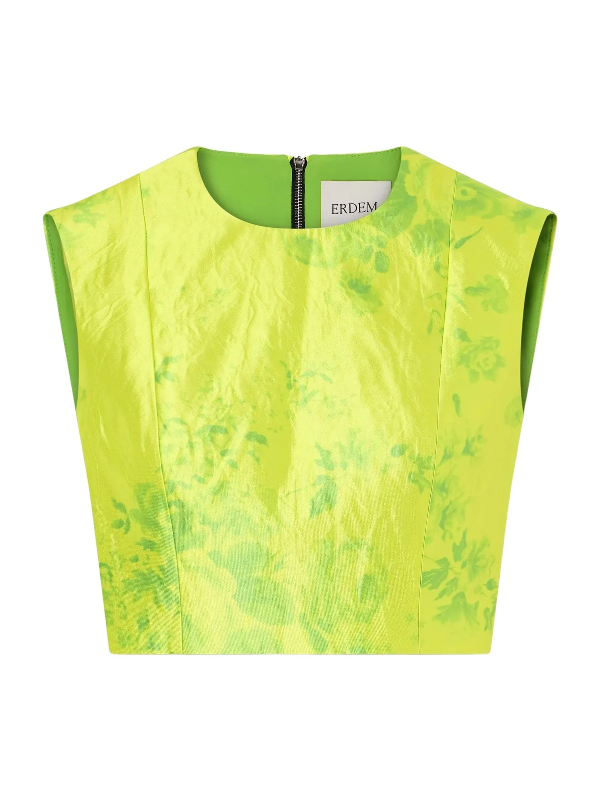 Floral-print Crinkled-satin Top