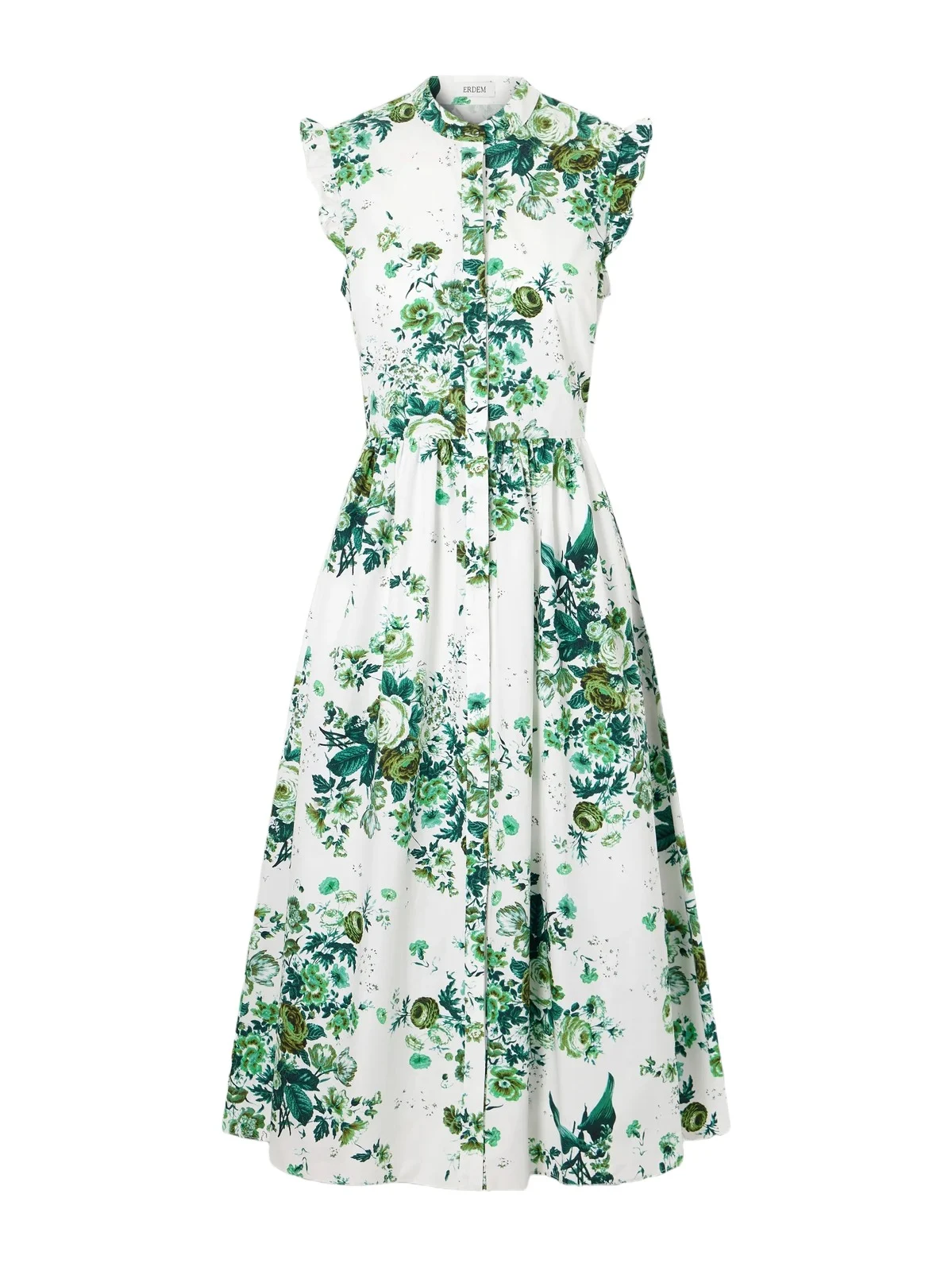 Ruffled Floral-print Cotton-poplin Midi Shirt Dress Ruffled Floral-print Cotton-poplin Midi Shirt Dress