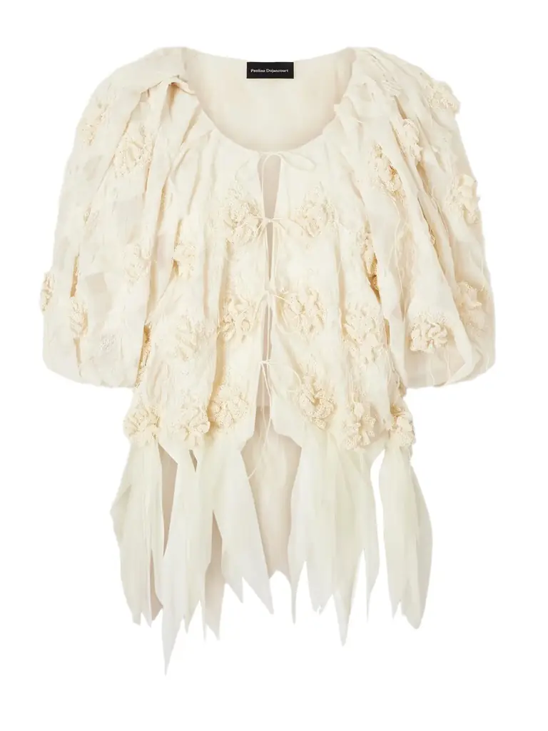 Pauline Dujancourt Lace-trimmed Embroidered Organza Jacket | Image 1 Pauline Dujancourt Lace-trimmed Embroidered Organza Jacket | Image 1