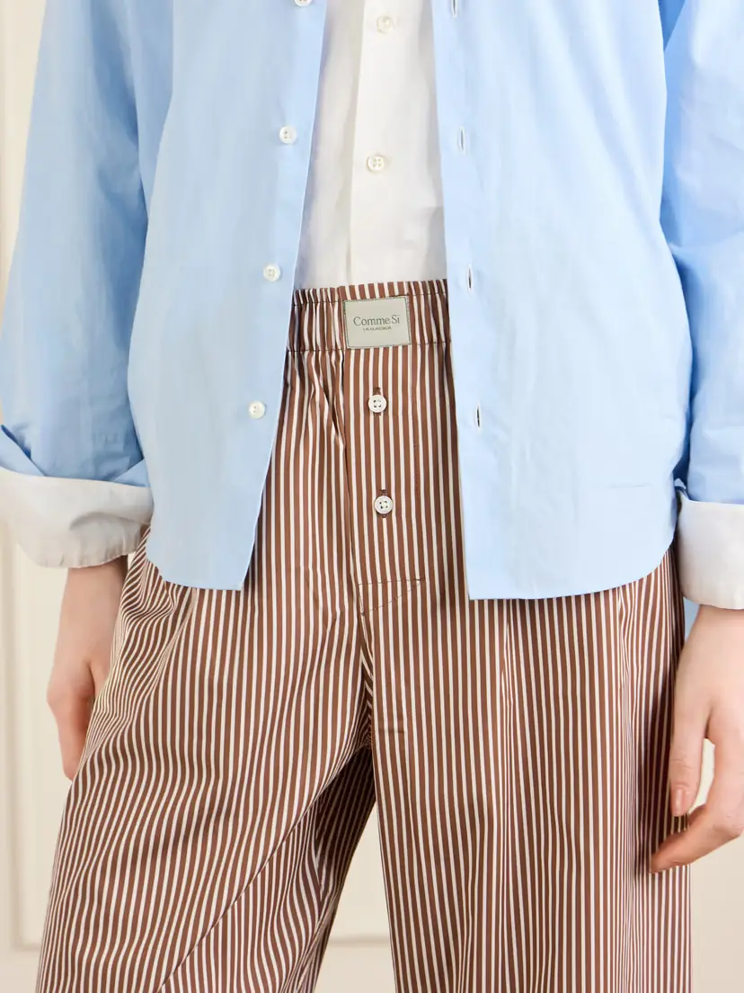 Comme Si La Boxer Alta Striped Cotton-poplin Wide-leg Pants | Thumbnail 5 Comme Si La Boxer Alta Striped Cotton-poplin Wide-leg Pants | Thumbnail 5