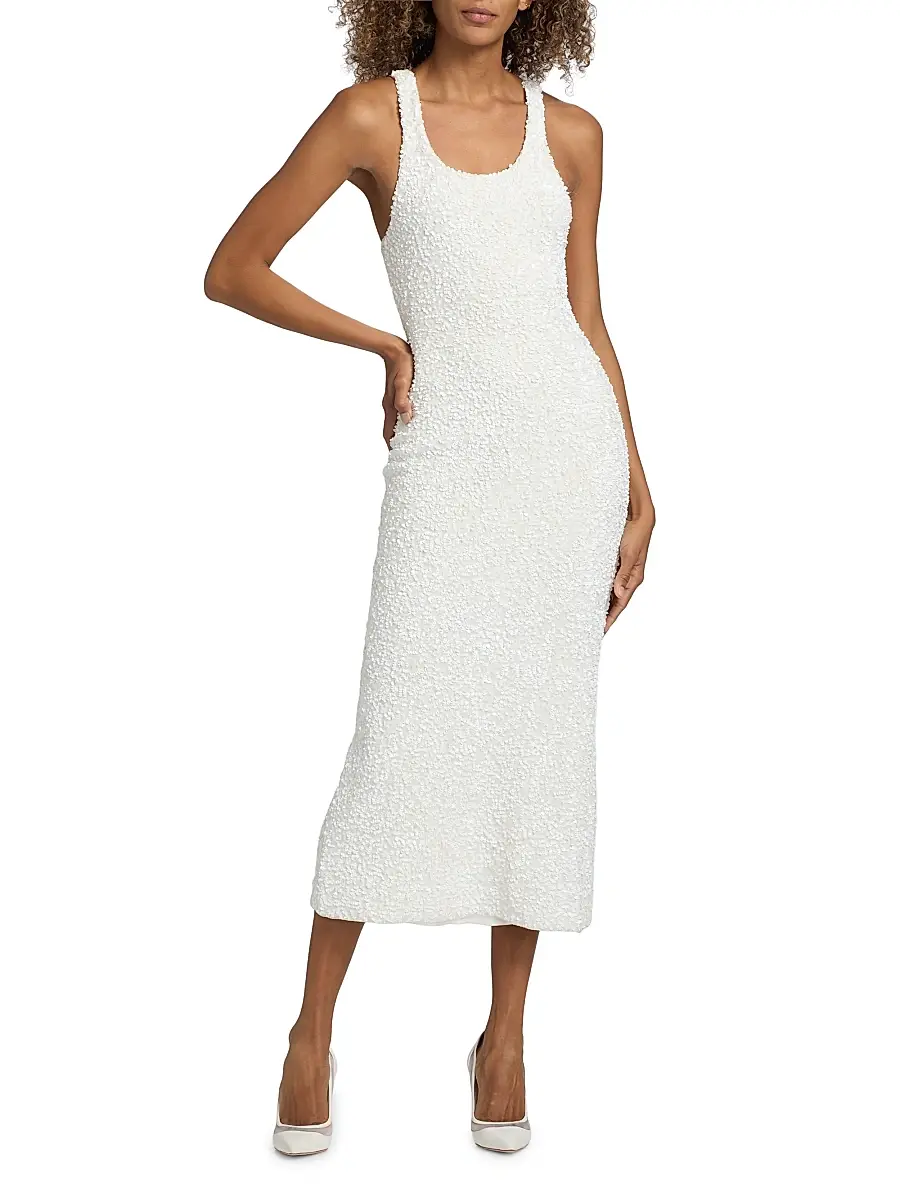 Adam Lippes Women's Nia Sequined Knit Midi-Dress | Thumbnail 2