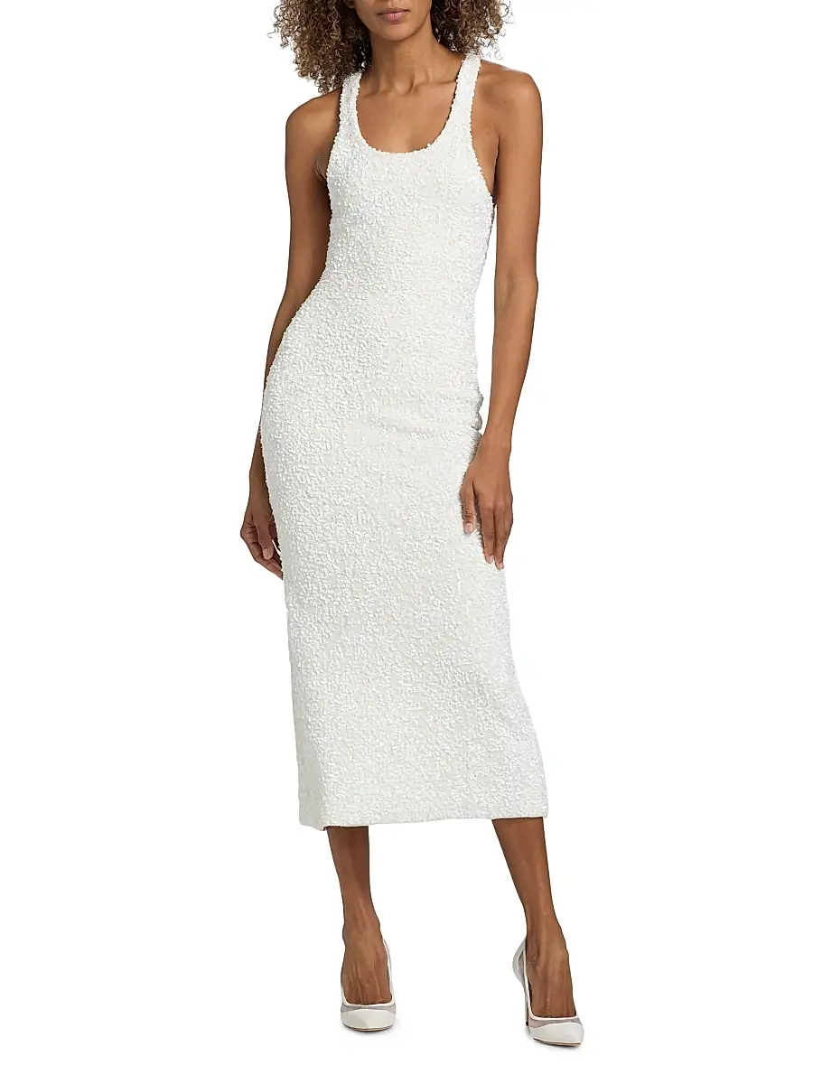 Adam Lippes Women's Nia Sequined Knit Midi-Dress | Thumbnail 3