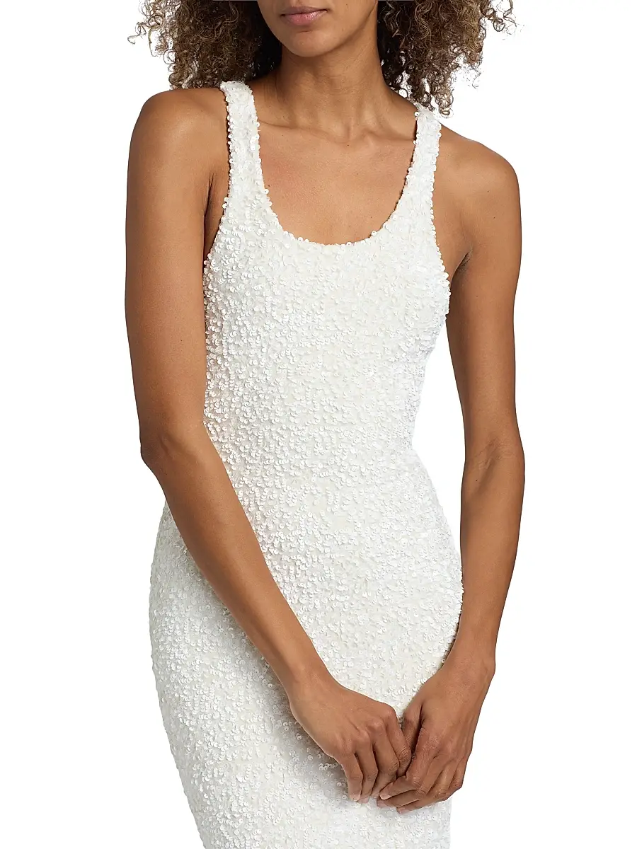 Adam Lippes Women's Nia Sequined Knit Midi-Dress | Thumbnail 6