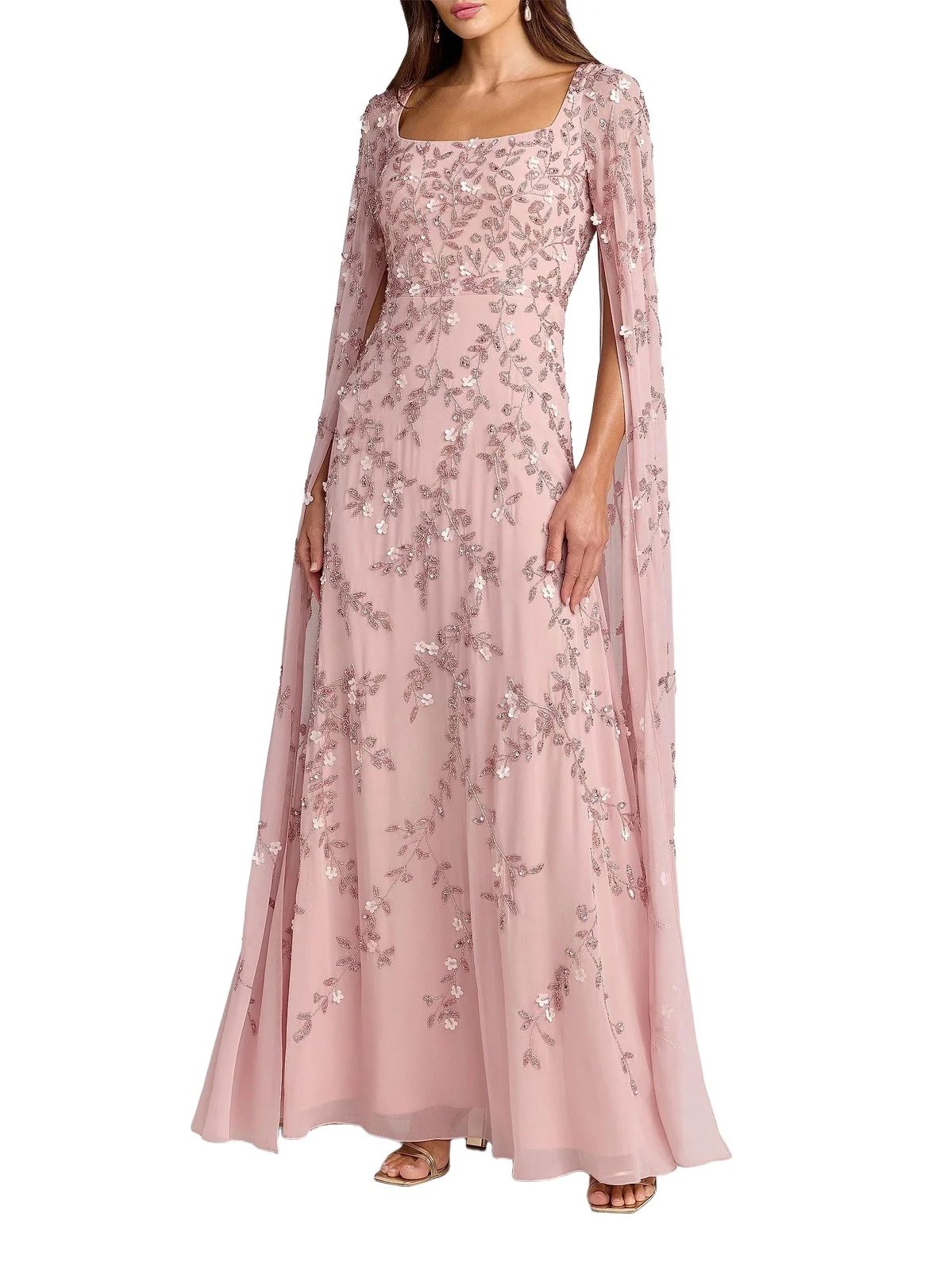 Mac Duggal Women's Embellished Georgette Cape-Sleeve Gown
