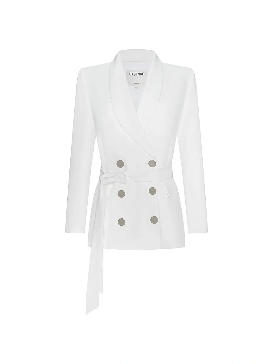 L'Agence Women's Aven Wrap Double-Breasted Blazer - Ivory - Size 4 | Image 1 L'Agence Women's Aven Wrap Double-Breasted Blazer - Ivory - Size 4 | Image 1