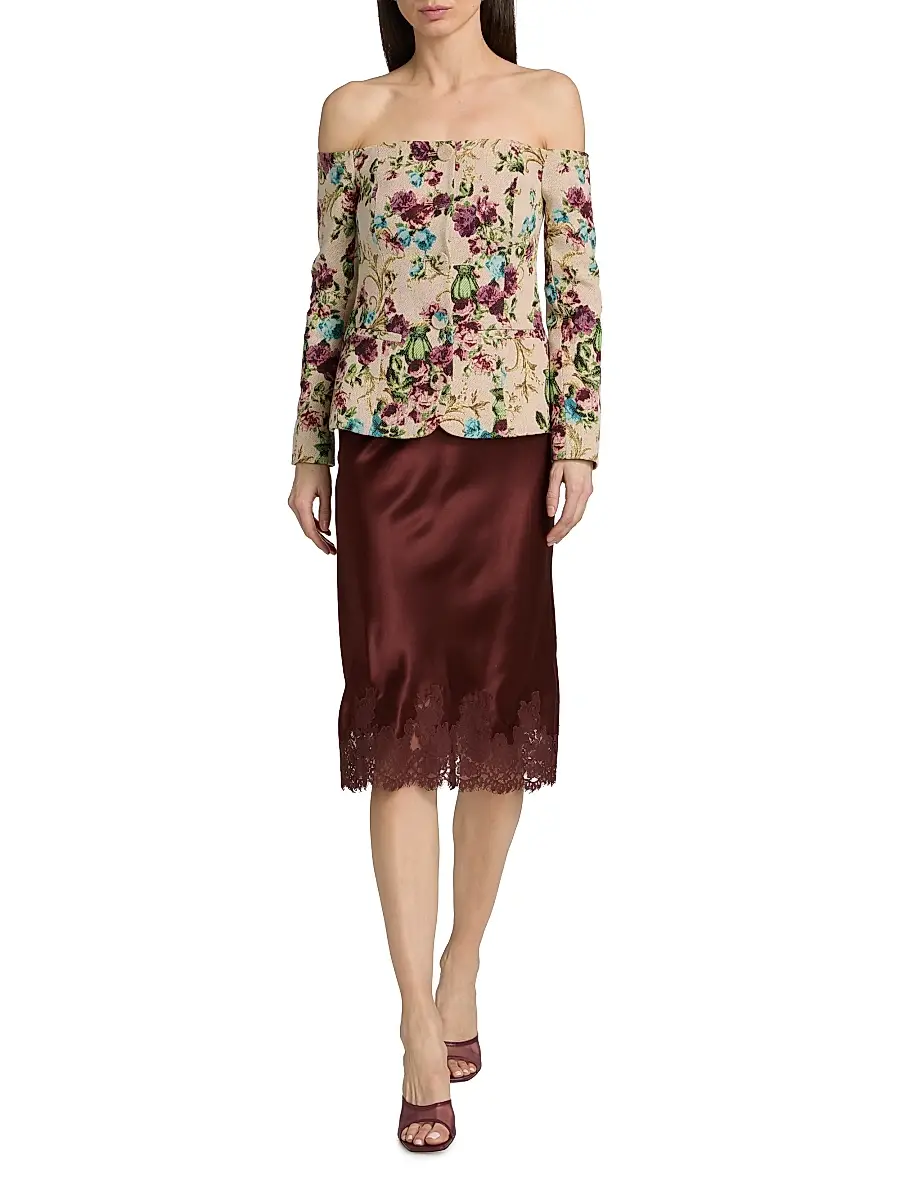 L'Agence Women's Alice Floral Off-the-Shoulder Blazer | Thumbnail 2 L'Agence Women's Alice Floral Off-the-Shoulder Blazer | Thumbnail 2