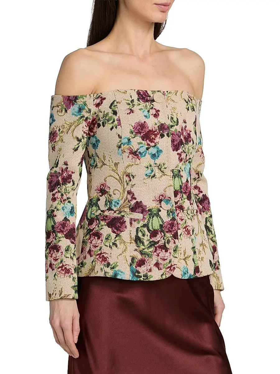 L'Agence Women's Alice Floral Off-the-Shoulder Blazer | Thumbnail 4 L'Agence Women's Alice Floral Off-the-Shoulder Blazer | Thumbnail 4