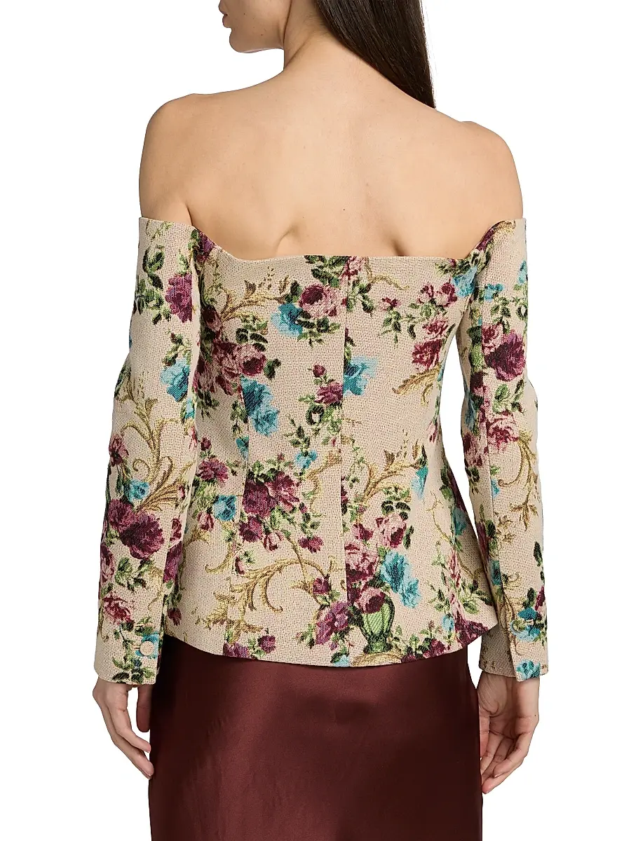L'Agence Women's Alice Floral Off-the-Shoulder Blazer | Thumbnail 5 L'Agence Women's Alice Floral Off-the-Shoulder Blazer | Thumbnail 5