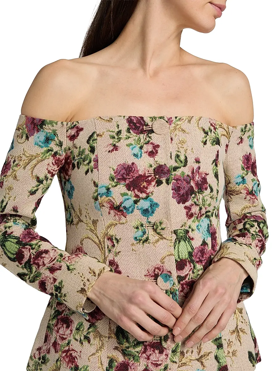 L'Agence Women's Alice Floral Off-the-Shoulder Blazer | Thumbnail 6 L'Agence Women's Alice Floral Off-the-Shoulder Blazer | Thumbnail 6