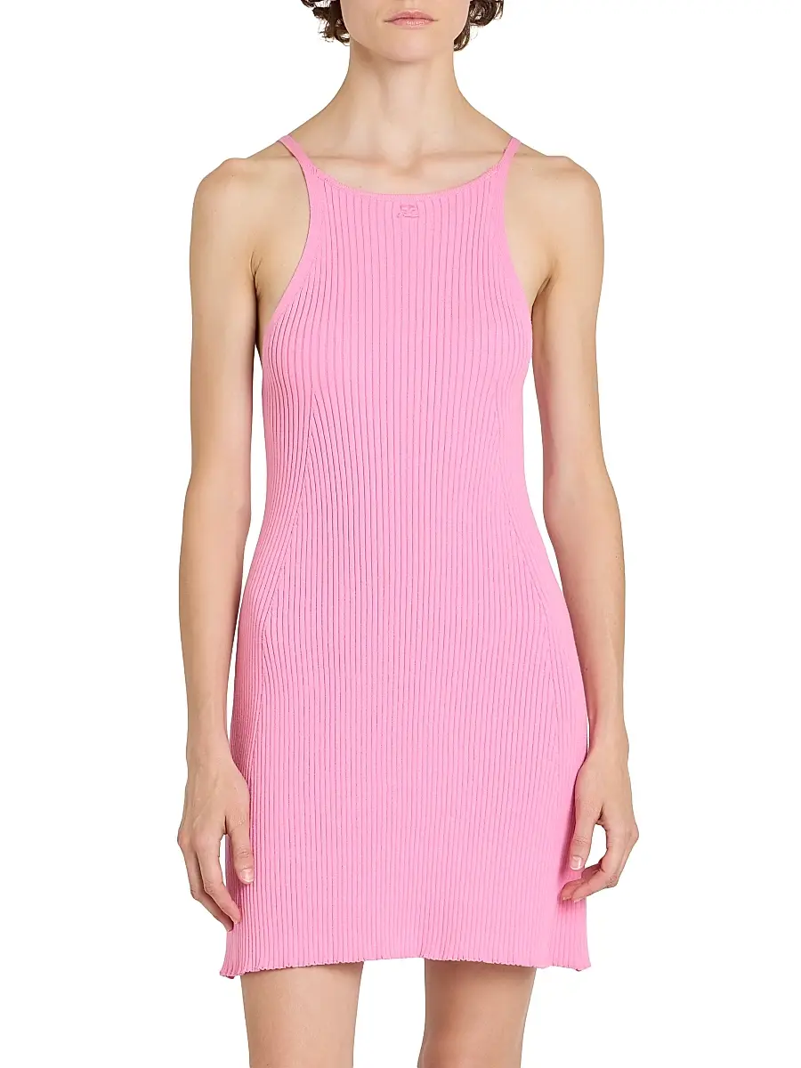 Courrèges Women's Logo-Embroidered Rib-Knit Minidress | Thumbnail 3 Courrèges Women's Logo-Embroidered Rib-Knit Minidress | Thumbnail 3
