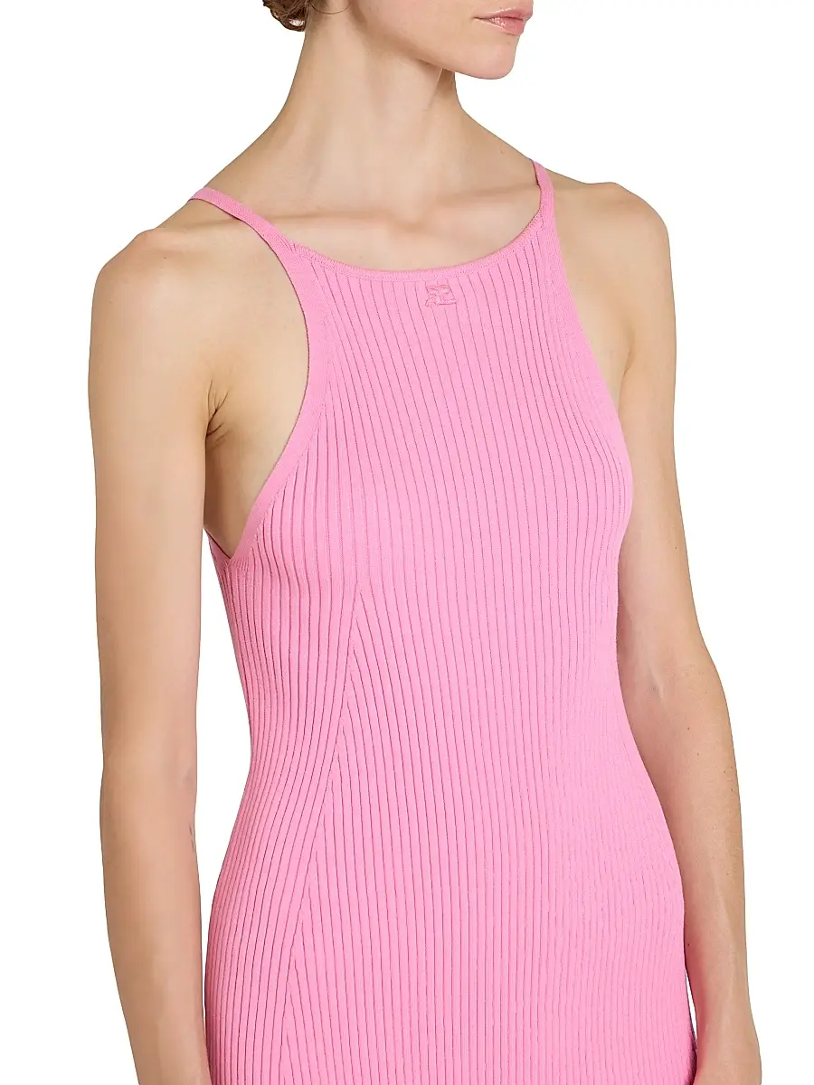 Courrèges Women's Logo-Embroidered Rib-Knit Minidress | Thumbnail 6 Courrèges Women's Logo-Embroidered Rib-Knit Minidress | Thumbnail 6