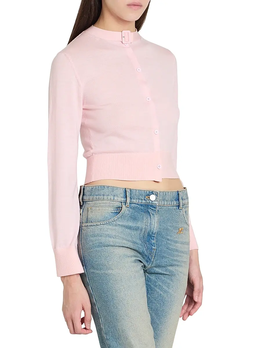 Courreges Women's Merino Wool Cardigan - Light Pink | Thumbnail 4 Courreges Women's Merino Wool Cardigan - Light Pink | Thumbnail 4