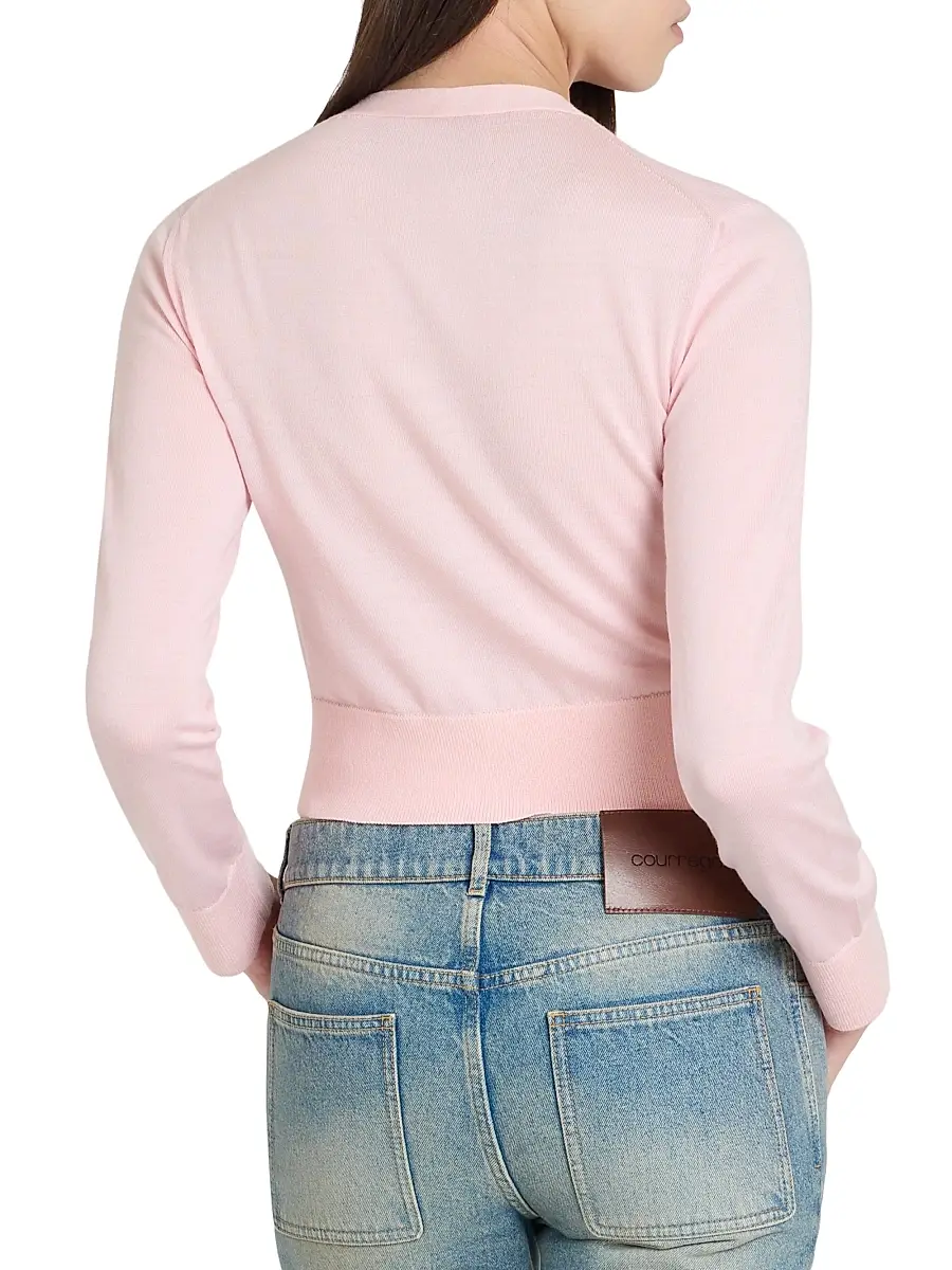 Courreges Women's Merino Wool Cardigan - Light Pink | Thumbnail 5 Courreges Women's Merino Wool Cardigan - Light Pink | Thumbnail 5
