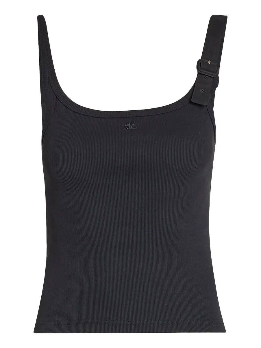 Women's Logo-Embroidered Buckle-Trim Rib-Knit Tank