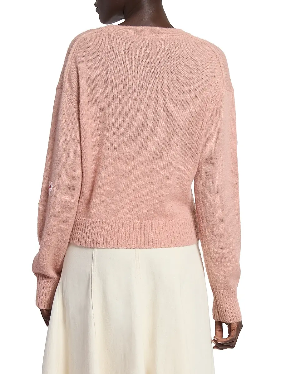 Erdem Women's Garden Embroidered Sweater - Rose | Thumbnail 5 Erdem Women's Garden Embroidered Sweater - Rose | Thumbnail 5