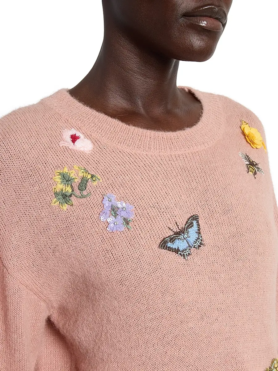 Erdem Women's Garden Embroidered Sweater - Rose | Thumbnail 6 Erdem Women's Garden Embroidered Sweater - Rose | Thumbnail 6