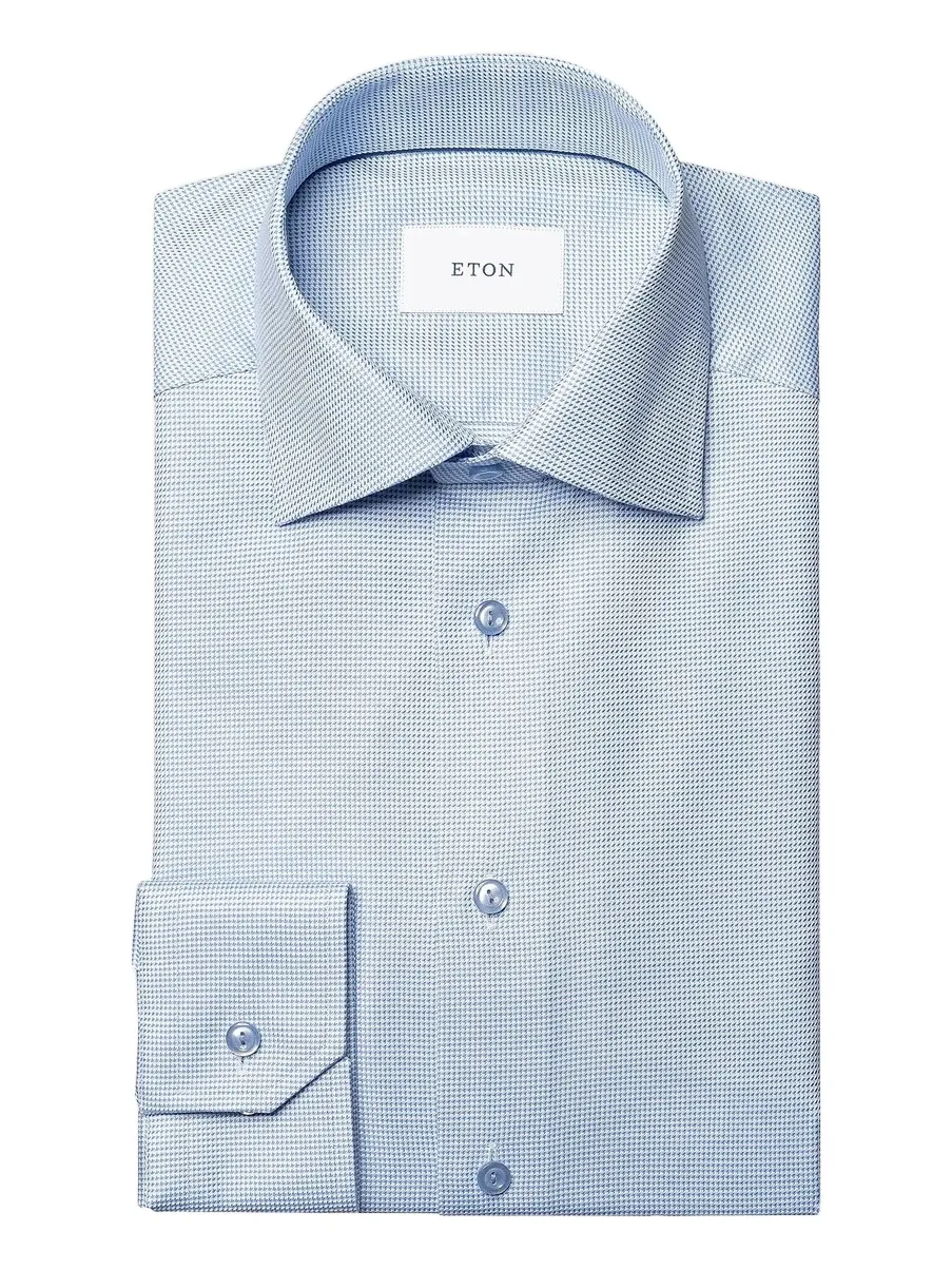 Eton Men's Micro-Houndstooth Slim-Fit Cotton Twill Shirt