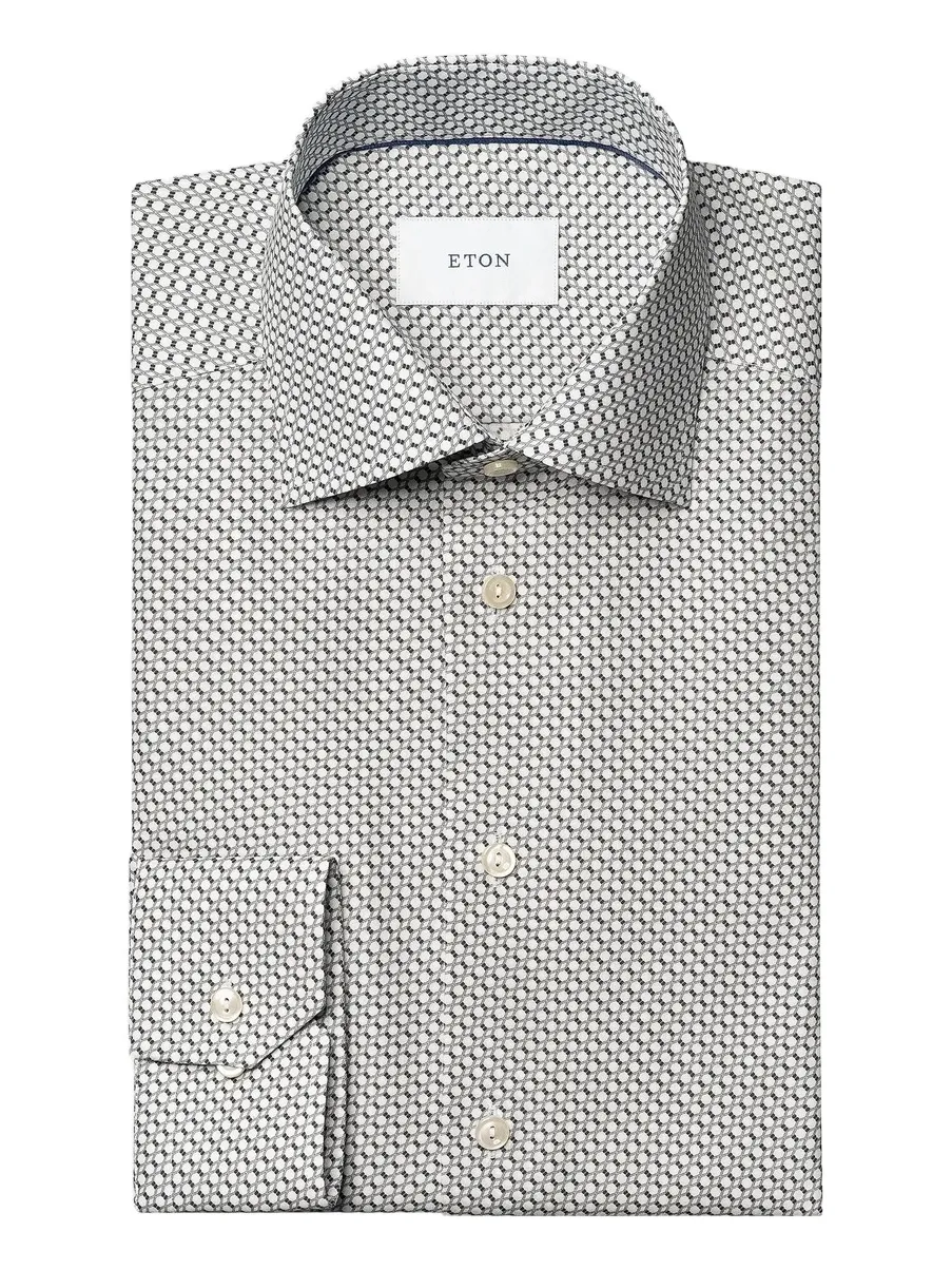 Men's Geometric Print Slim-Fit Twill Shirt