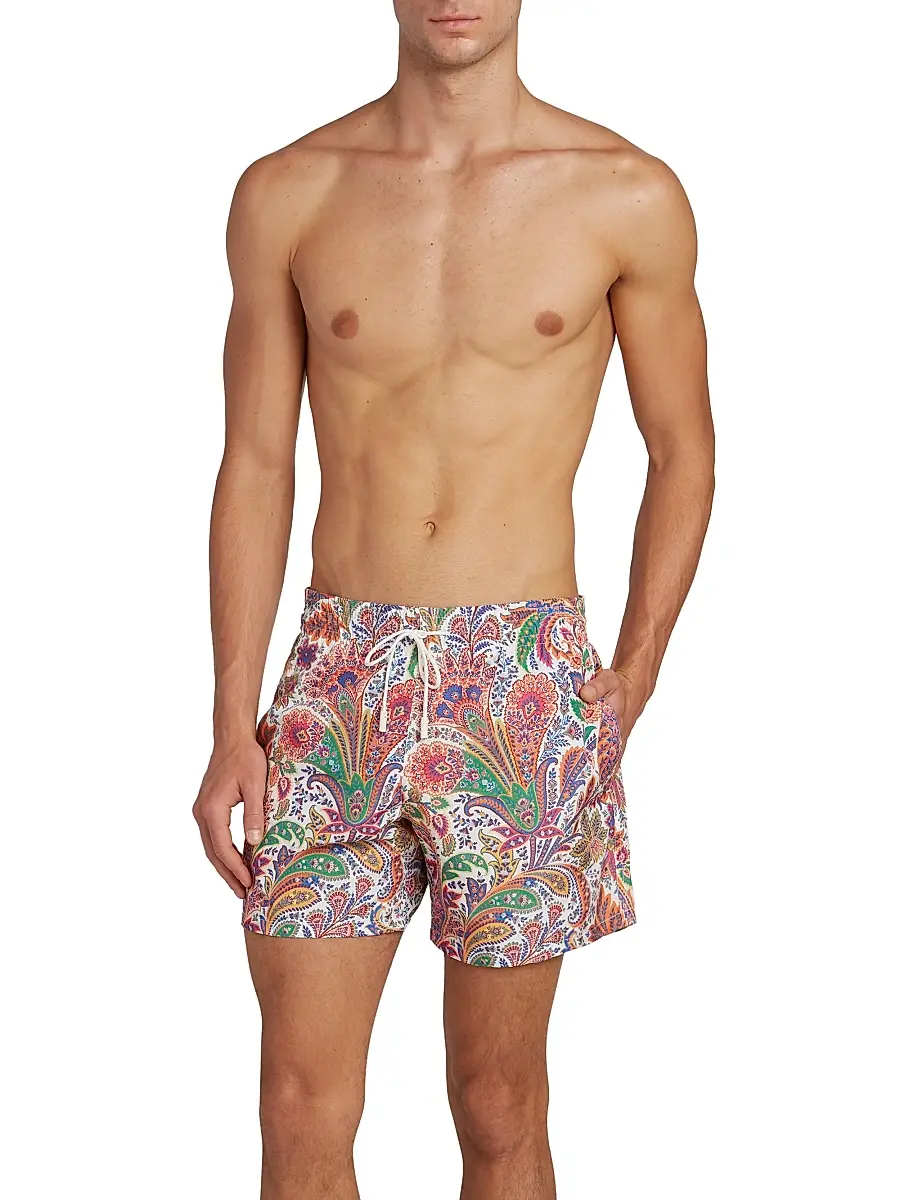 Etro Men's Paisley Swim Trunks - Stampa Bianco | Thumbnail 2 Etro Men's Paisley Swim Trunks - Stampa Bianco | Thumbnail 2