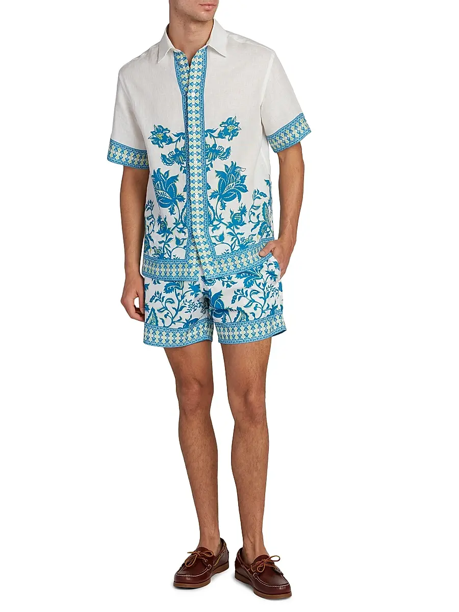Etro Men's Aqua Print Swim Trunks | Thumbnail 2