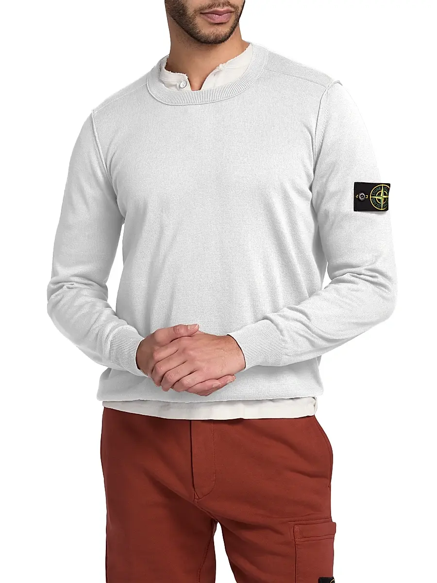 Stone Island Men's Logo Cotton Sweatshirt - Sky Blue | Thumbnail 3 Stone Island Men's Logo Cotton Sweatshirt - Sky Blue | Thumbnail 3