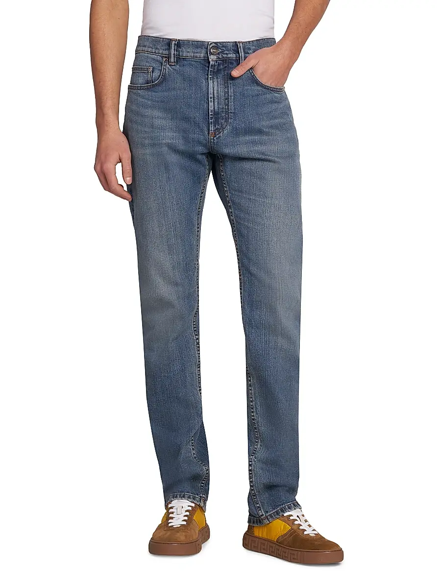 Versace Men's Stretch Light Stone Slim-Straight Jeans | Thumbnail 3 Versace Men's Stretch Light Stone Slim-Straight Jeans | Thumbnail 3