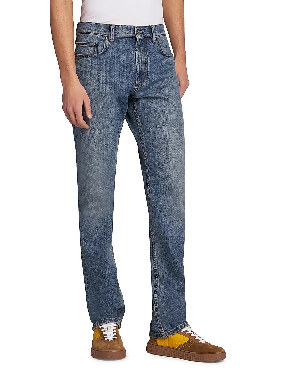 Versace Men's Stretch Light Stone Slim-Straight Jeans | Thumbnail 4 Versace Men's Stretch Light Stone Slim-Straight Jeans | Thumbnail 4