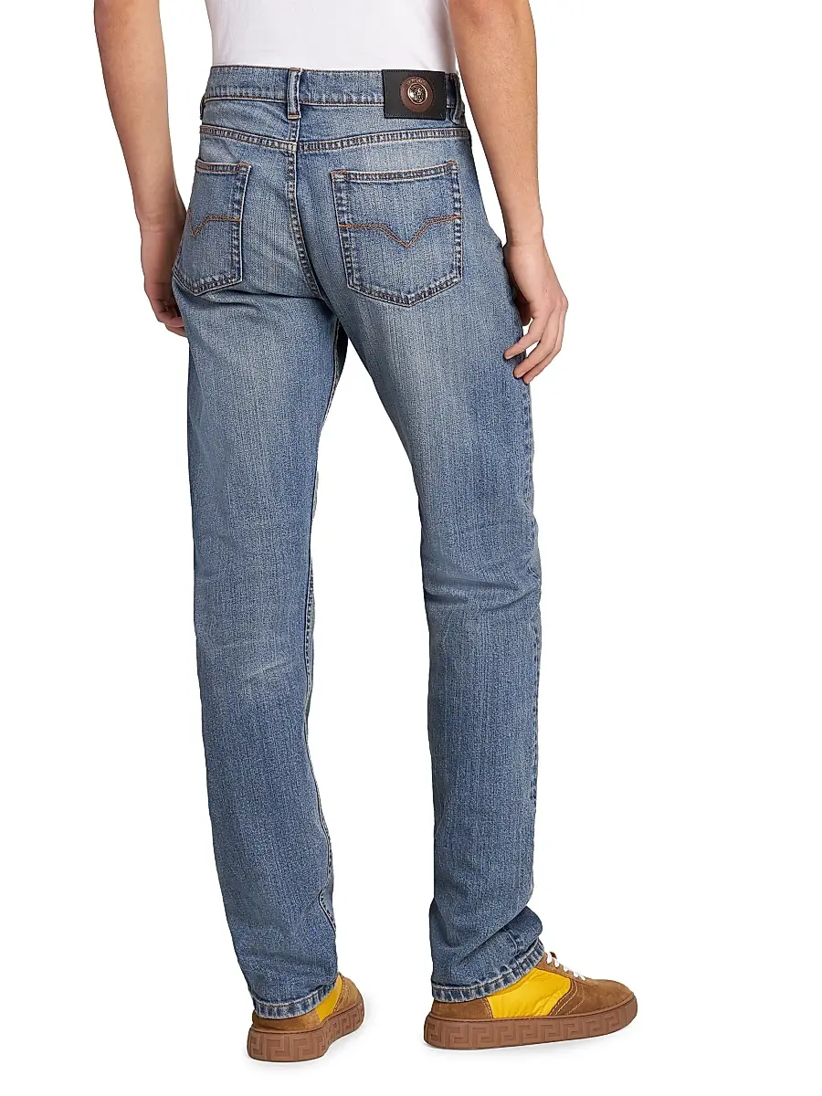 Versace Men's Stretch Light Stone Slim-Straight Jeans | Thumbnail 5 Versace Men's Stretch Light Stone Slim-Straight Jeans | Thumbnail 5