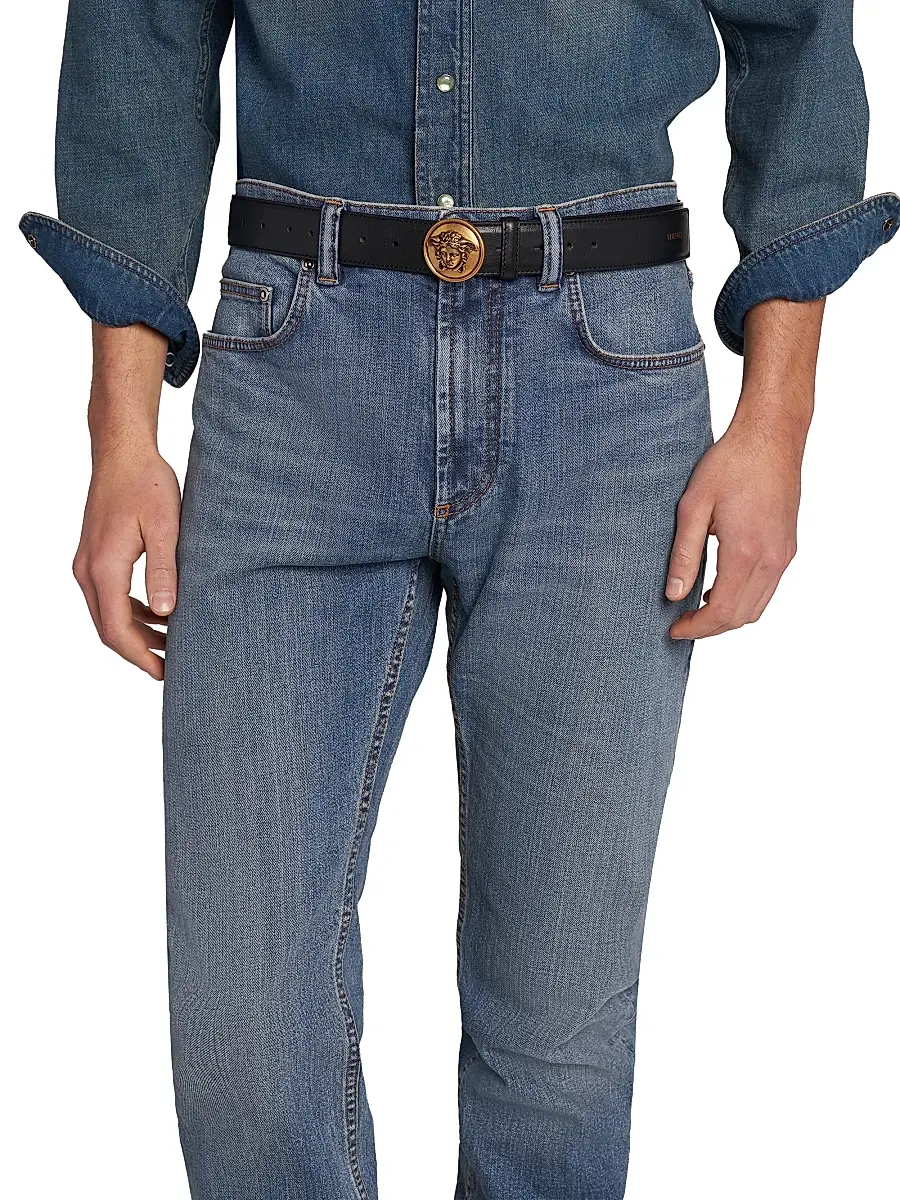 Versace Men's Stretch Light Stone Slim-Straight Jeans | Thumbnail 6 Versace Men's Stretch Light Stone Slim-Straight Jeans | Thumbnail 6