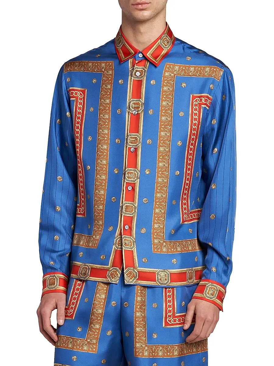 Versace Men's The Ring Master Silk Twill Shirt | Thumbnail 3