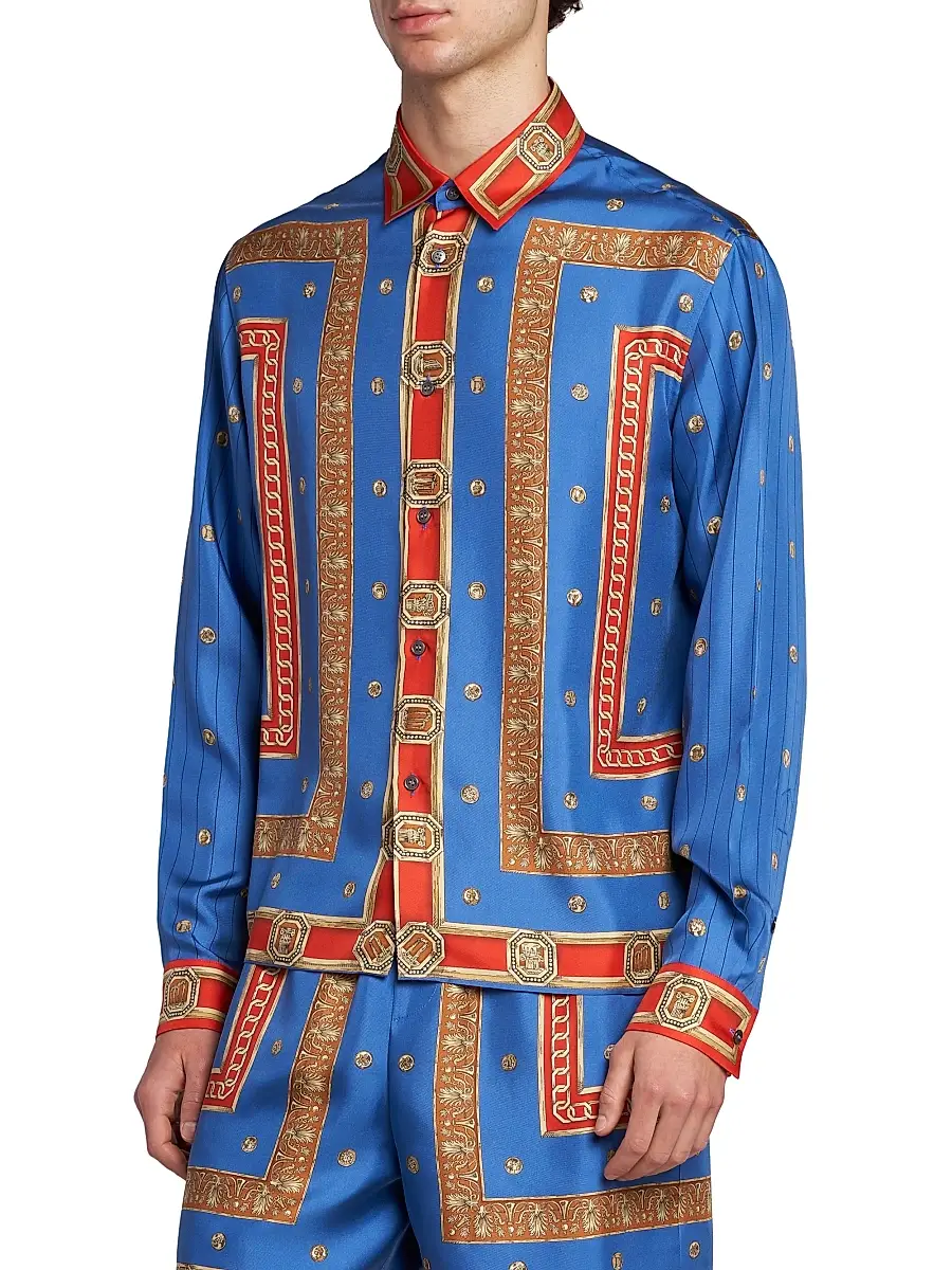 Versace Men's The Ring Master Silk Twill Shirt | Thumbnail 4