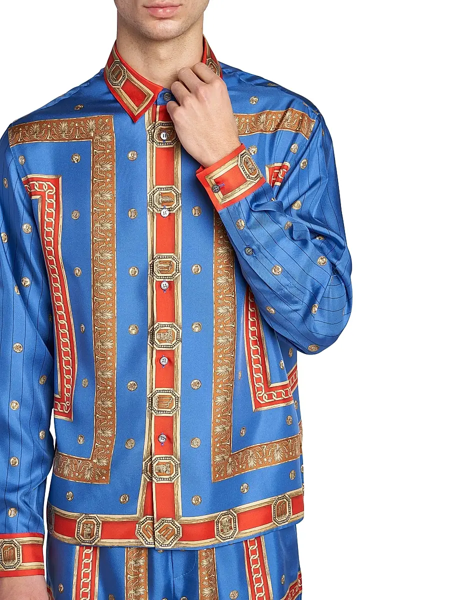 Versace Men's The Ring Master Silk Twill Shirt | Thumbnail 6