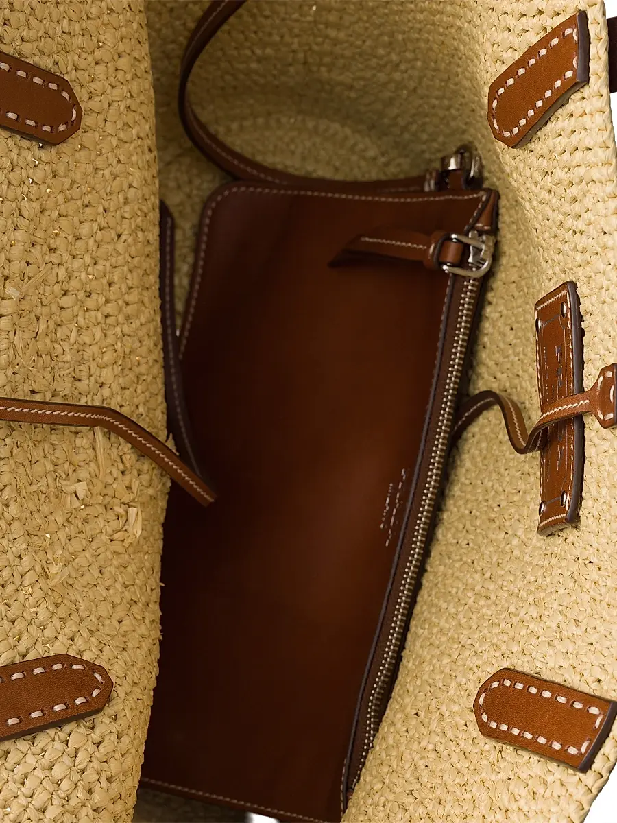 Prada Women's Crochet And Leather Tote Bag - Brown | Thumbnail 4 Prada Women's Crochet And Leather Tote Bag - Brown | Thumbnail 4