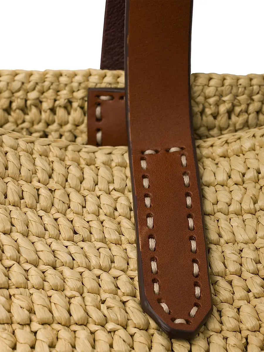 Prada Women's Crochet And Leather Tote Bag - Brown | Thumbnail 5 Prada Women's Crochet And Leather Tote Bag - Brown | Thumbnail 5