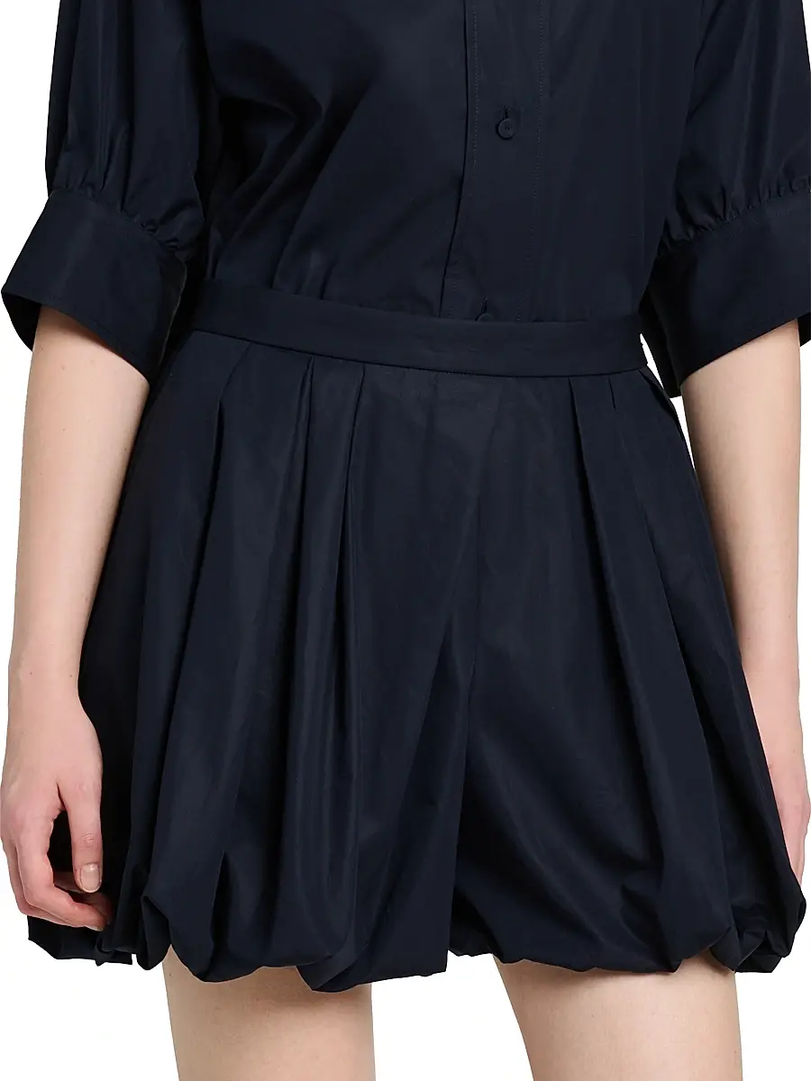 Jil Sander Women's Bubble-Hem Cotton Shorts - Navy | Thumbnail 3 Jil Sander Women's Bubble-Hem Cotton Shorts - Navy | Thumbnail 3